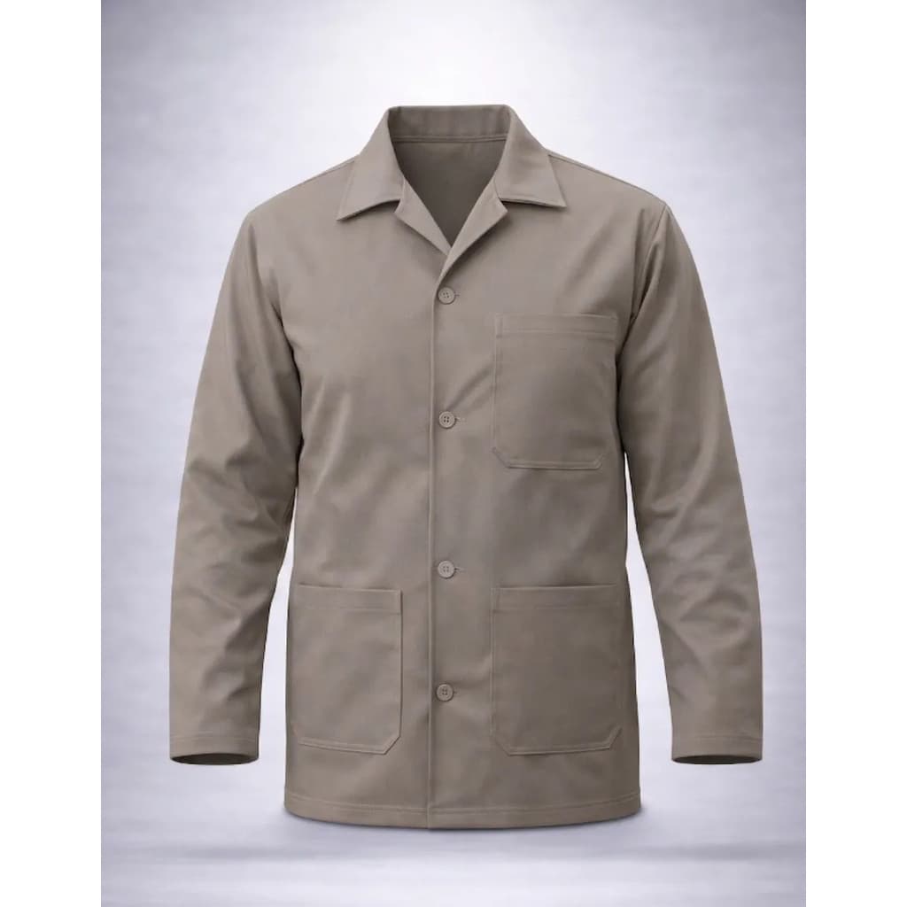 Jaleco Camisa Brim Uniforme Manga Longa 3 Bolsos Botão