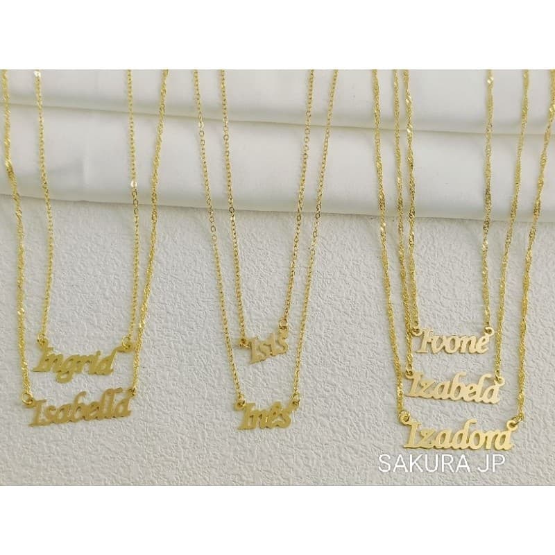 Colar com Nome Personalizado inicial I corrente folheado a ouro