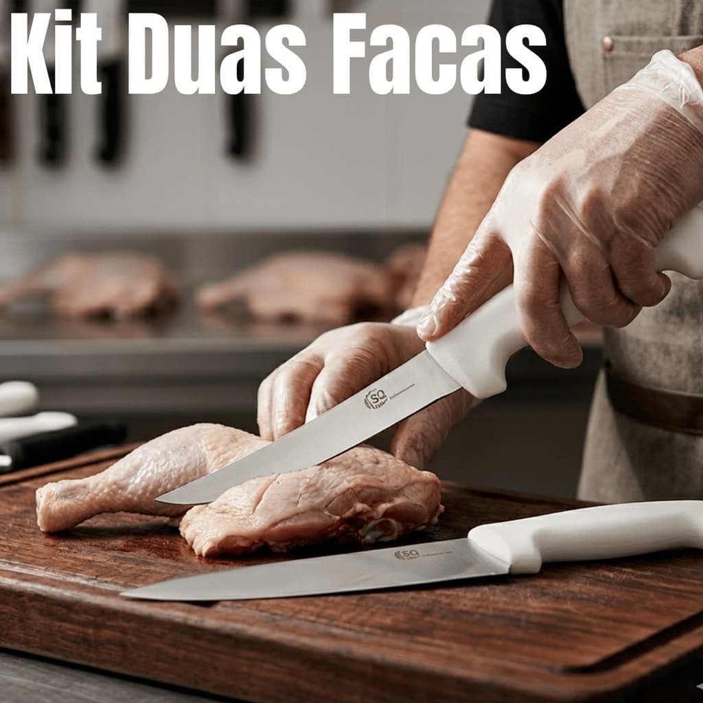 Kit 2 Faca para Desossar Profissional 6 Polegadas Inox Garbo Branco Cozinha