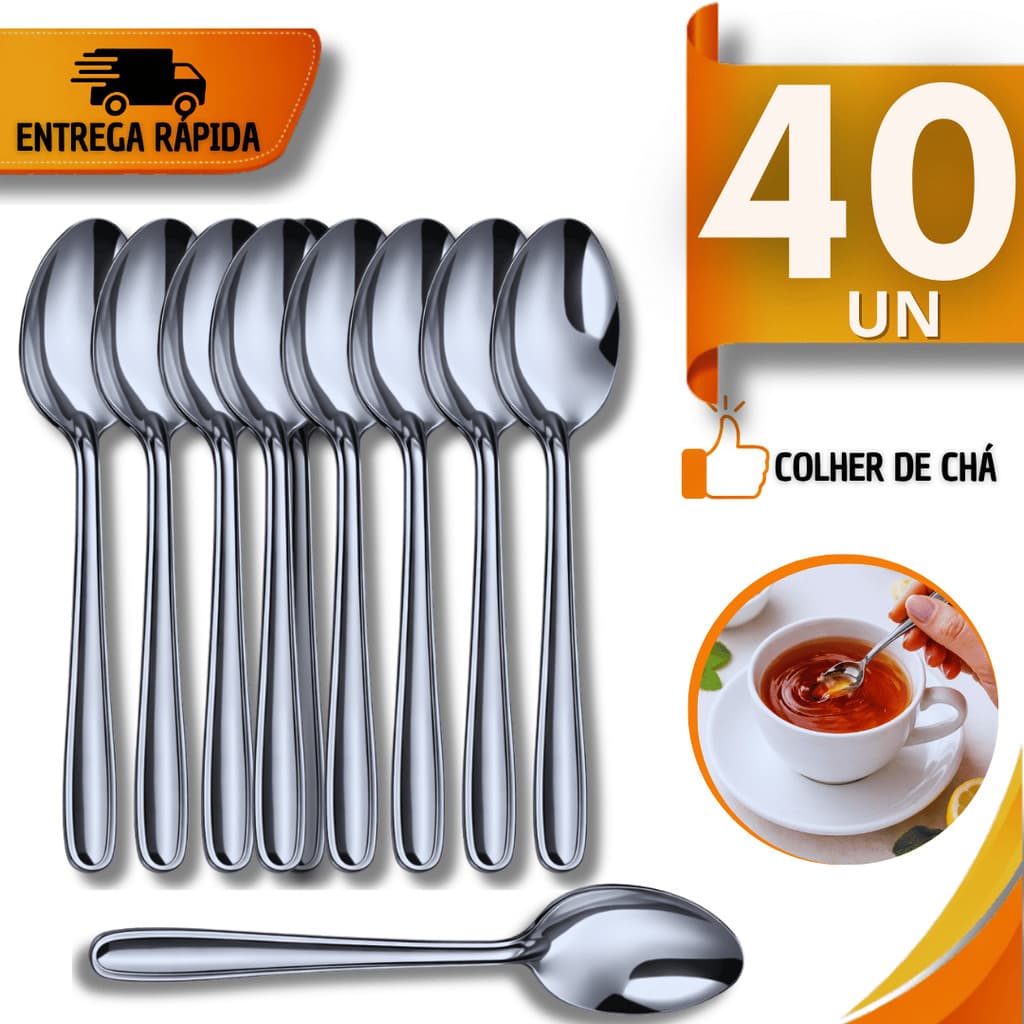 Jogo Colheres de Chá Inox 13,6cm Aço Inox Ideal Chá Café Cozinha Buffet Restaurantes Utensílios