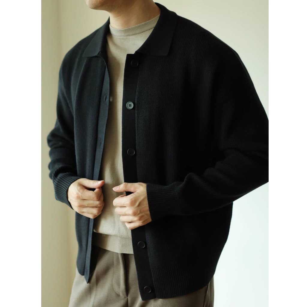 Outono inverno estilo preguiçoso na moda malha Cardigan jaqueta de cor sólida camisola japonesa masculina luz madura All