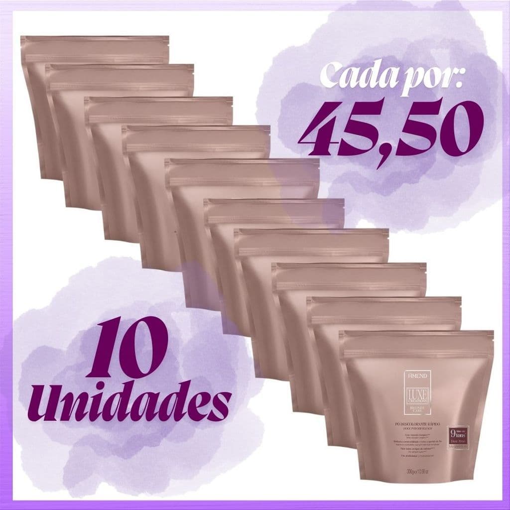 Kit 10 unidades do Pó Descolorante Amend Luxe Creations Blonde Care 300g