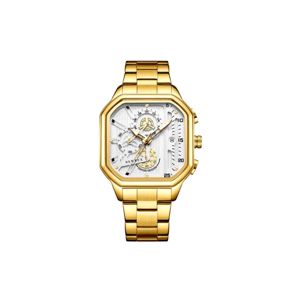 RELÓGIO NEWREX MASCULINO LUXUOSO QUADRADO COM PULSEIRA DE METAL