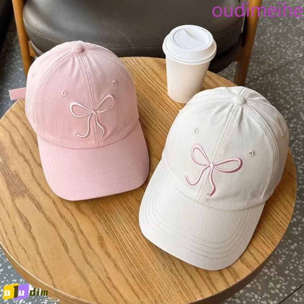 Chapéu Bordado Com Laço OUDIMEIHE , Boné De Beisebol De Algodão Estilo Coreano Feminino Ajustável Doce Y2k Pico
