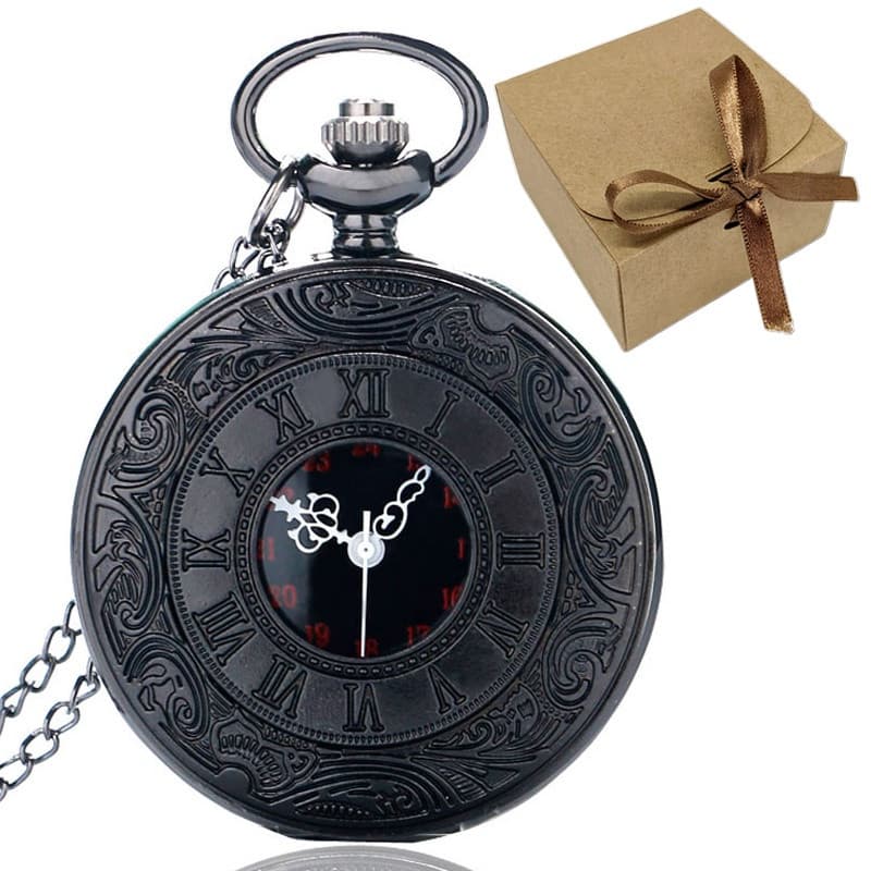 Relógio De Bolso Steampunk Corrente Antigo Preto Retro Original Relíquia Vintage Com Caixa Presente