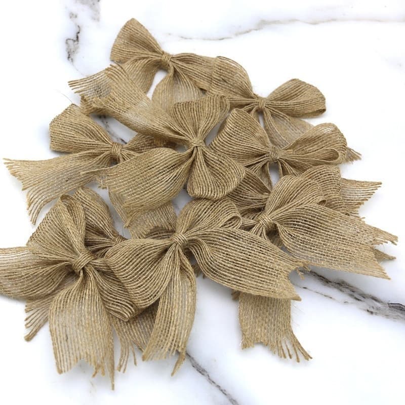 (10 Peças/Saco) Manual De Nó De Laço De Linho Natural DIY Festa Protetor Solar Chapéu Decoração Decorações De Casamento