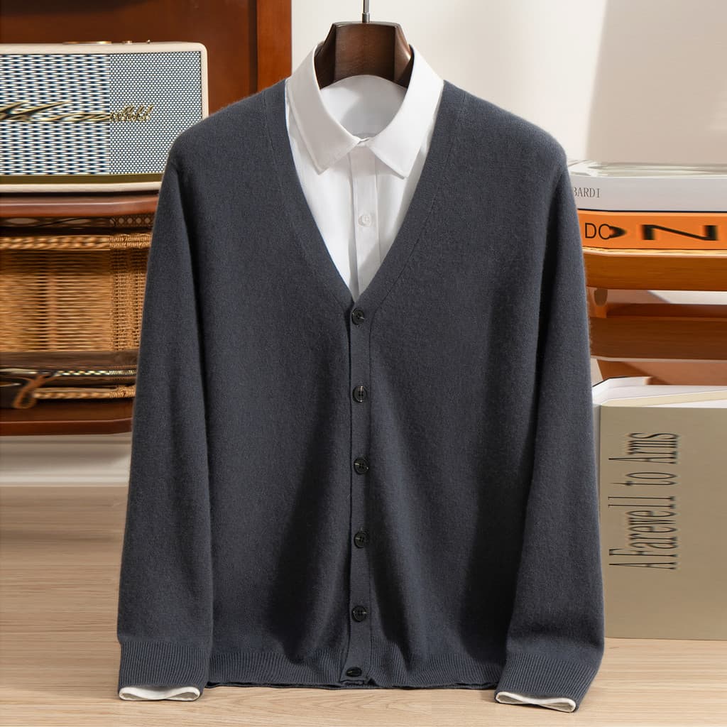 2025 outono inverno novo estilo de negócios Casual Cardigan masculino manga longa com decote em V camisola malhas jaquet