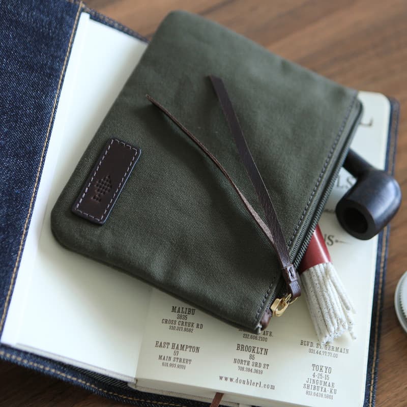 Bolsa de lona masculina de couro azul, bolsa de lona para celular, bolsa de tubo de linho grosso, bolsa quadrada pequena