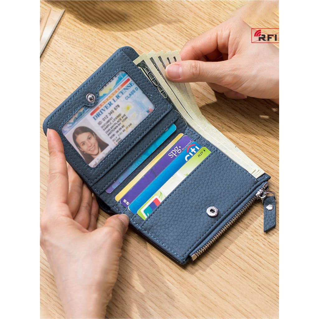 Nova moda Ultra-fina carteira curta grande capacidade estilo japonês rfid carteira com zíper saco de moedas titular do c