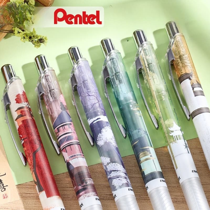 [Envio rápido] Caneta de Gel Pentel japonesa BLN75TL Oriental Limited Push Needle Tipo Caneta preta de secagem rápida Su