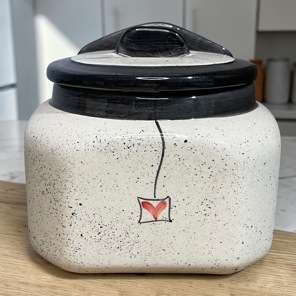Saleiro Grande De Cerâmica Preto Decorado a Mão Decoração Cozinha Saleiro