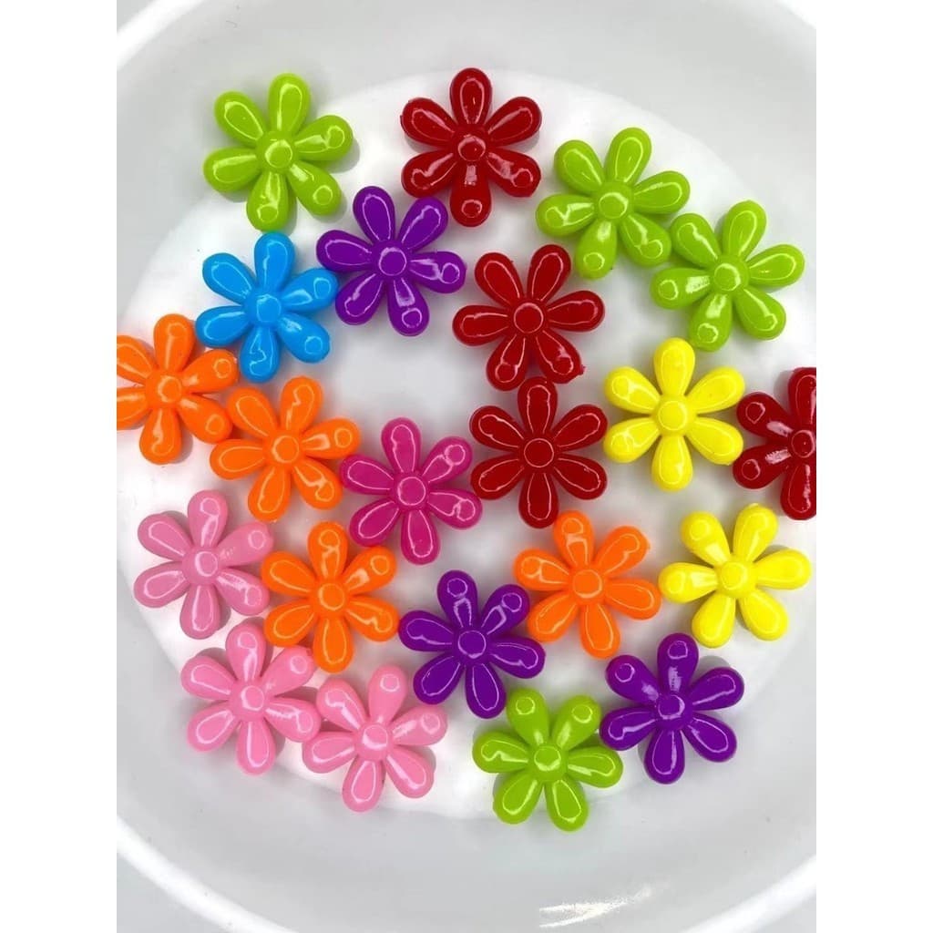 55 Pçs Flores Seis Pétalas,miçangas Coloridas Para Criança