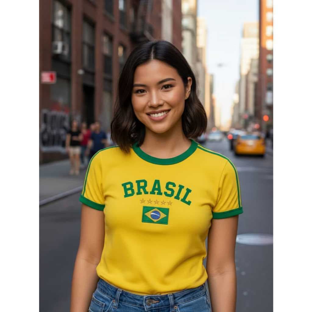 Camiseta Feminina Brasil Algodao