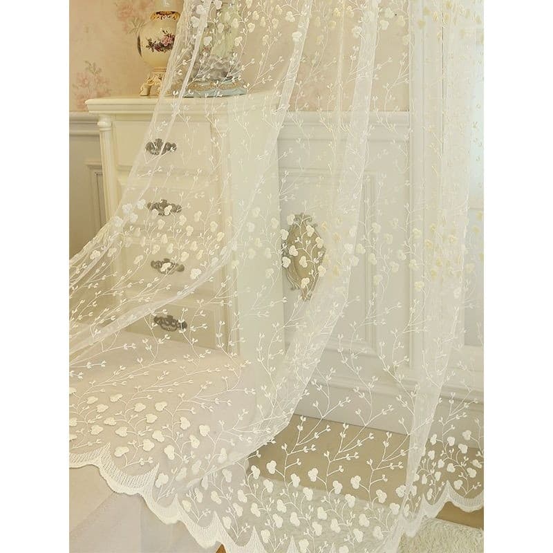 Luz moderna de luxo estilo coreano transparente quarto novo estilo janela tela cortina varanda sala estar Pastoral renda