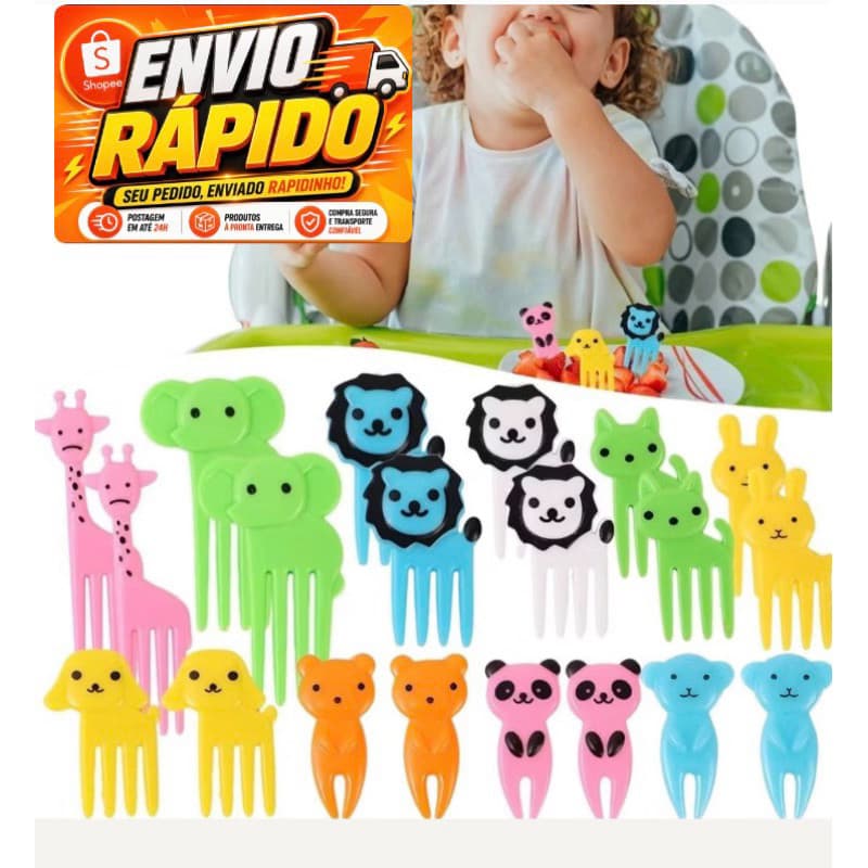 Kit 10/20/30 Garfinhos Animais Decorados Infantil para Frutas Petiscos Bolo Sobremesa Divertidos e Reutilizáveis