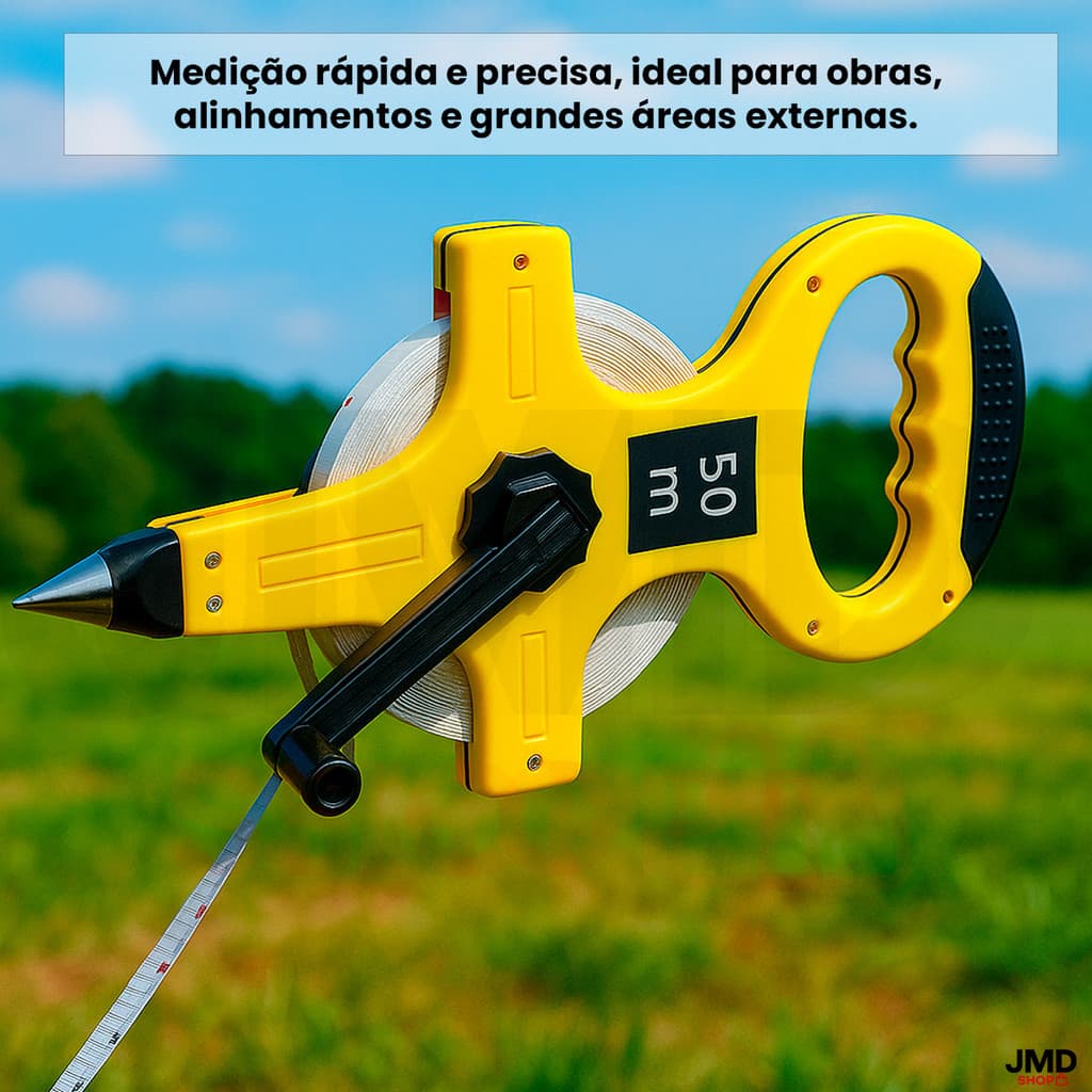 Trena Profissional 50m Fita Métrica de Medição Precisa Reforçada para Construção e Engenharia