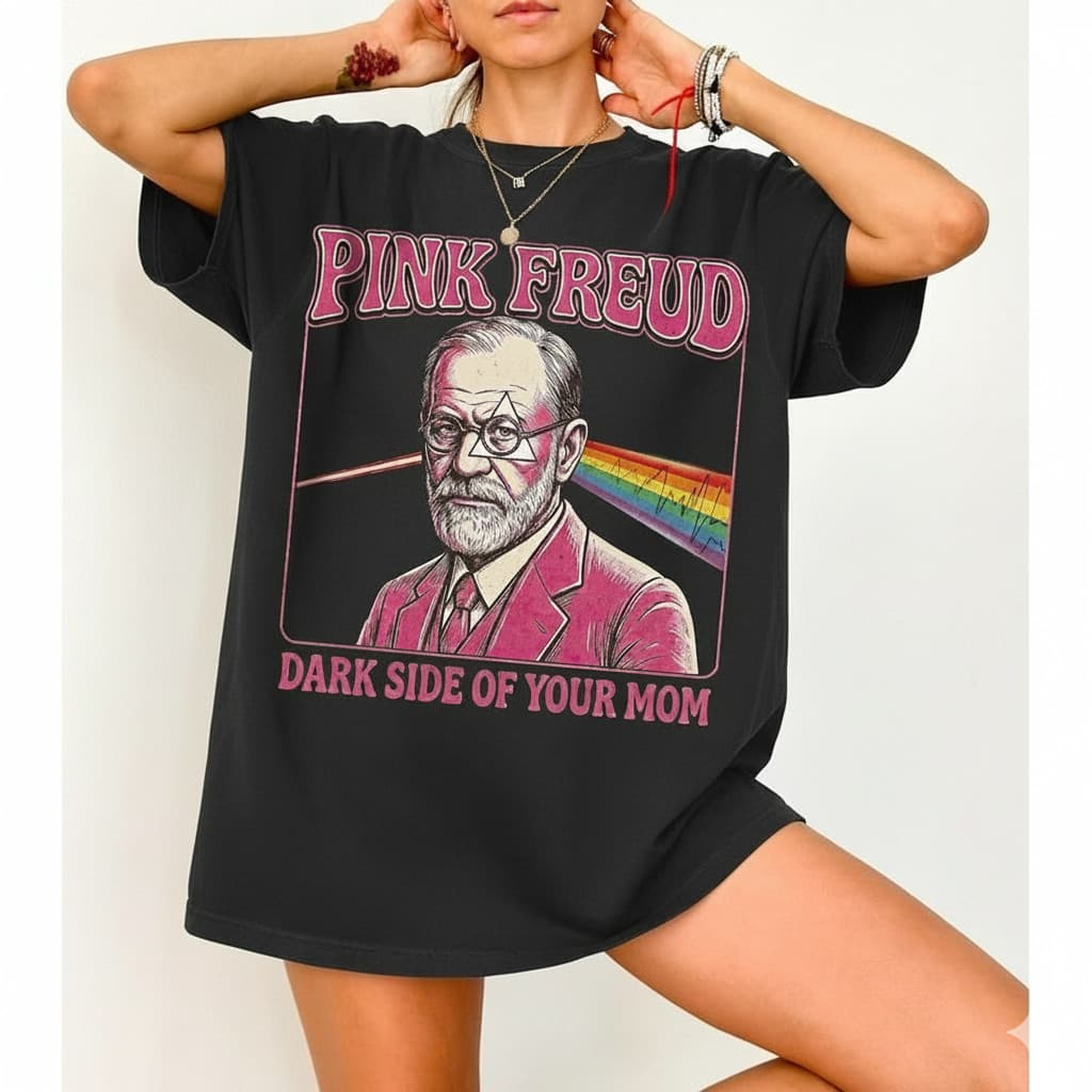 Camiseta Pink Freud The Dark Side Of Your Mom Psiquiatria Divertida Engraçada Trendy Moda Casual