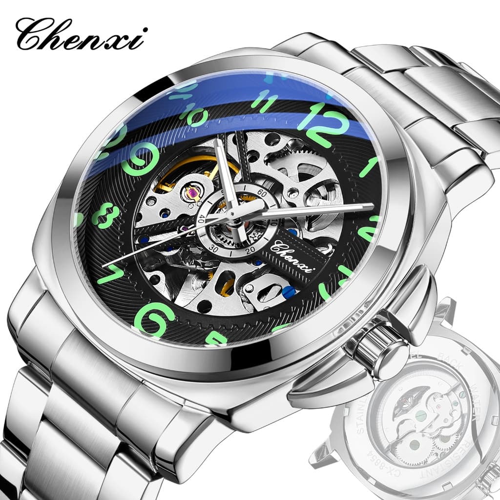Relógio De Pulso Masculino CHENXI Automático Luminoso Com Pulseira De Aço Inoxidável Fashion À Prova D'água