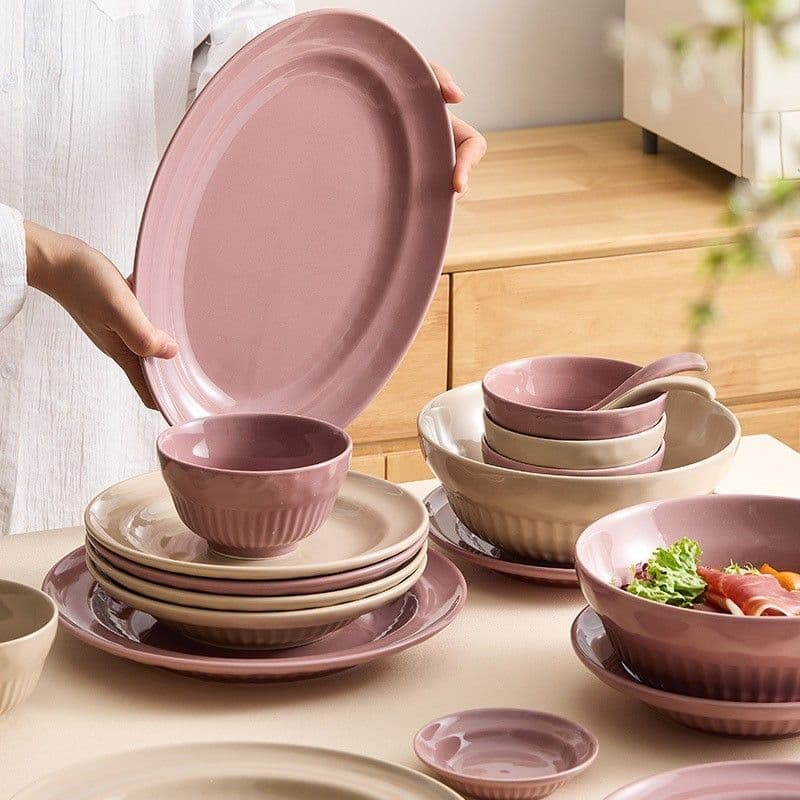 Iogurte Yuandai cerâmica utensílios de mesa de alto valor conjunto de prato francês doméstico comer tigela único prato d