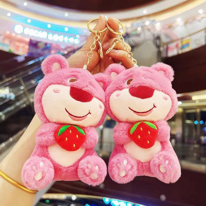 Além de pelúcia morango urso chaveiro boneca saco pequenos ornamentos brinquedo de pelúcia chaveiro boneca brinquedo pre