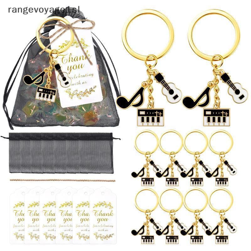 [rge] 24 Conjuntos De Lembrancinhas Para Festas Musicais , Chaveiro De Música Em Massa Com Cartões , Bolsa De Organza Fe