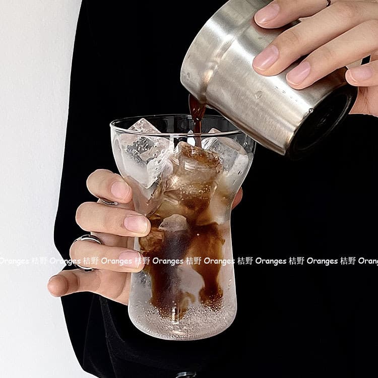 Nicho ins simples gelado americano xícara de café resistente ao calor copo de água de vidro café da manhã copo de suco f