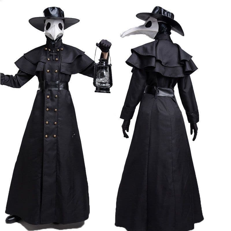 Fantasia de Halloween para Adultos Estilo Medieval Punk Fantasia de Médico de Praga Corvo de Bico Longo G6RT