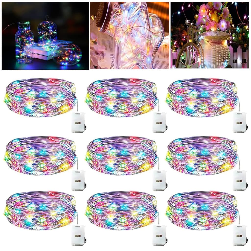 10 Peças Fio De Fada Led Colorido 2M/3MPara Decoração De Casa e Natal Festa
