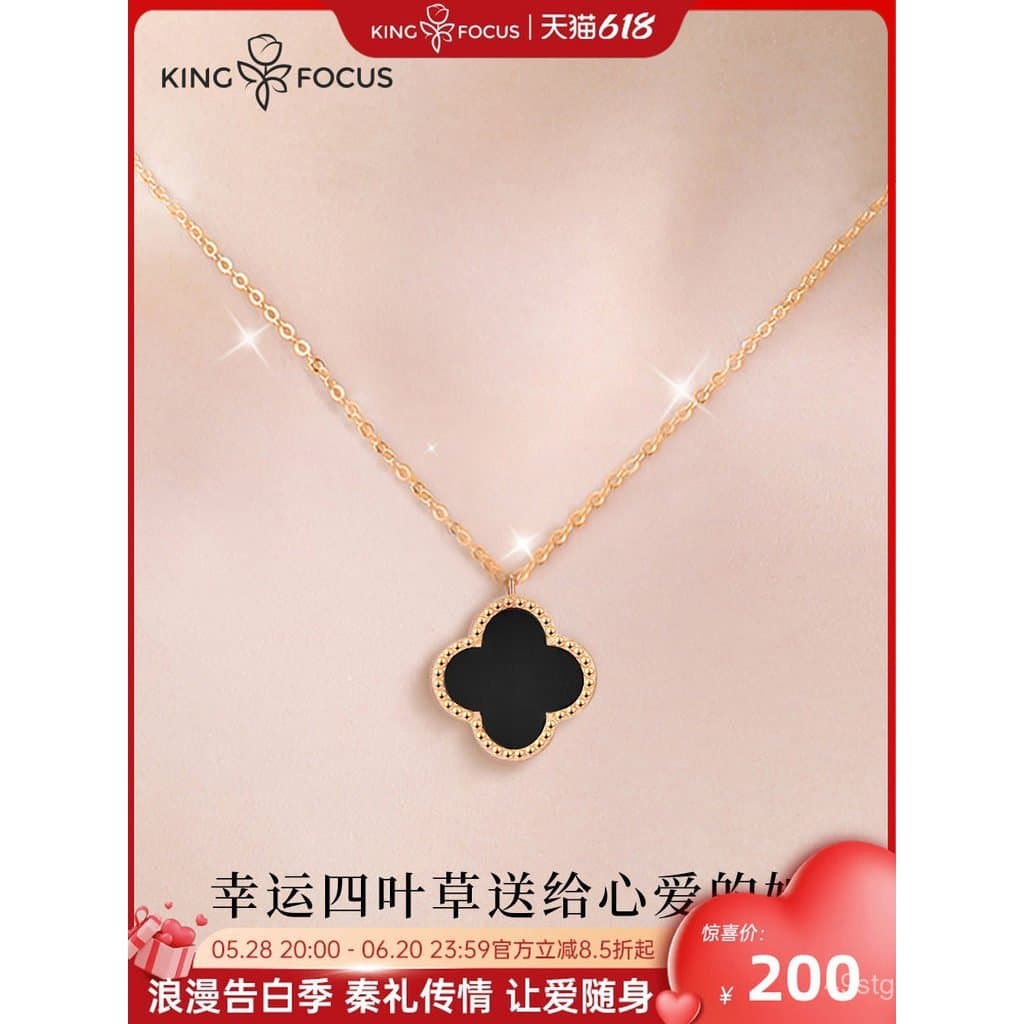 Presente de aniversário para namorada: colar com pingente de trevo de quatro folhas banhado a ouro, prata pura, estilo f