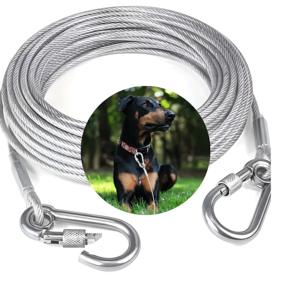 Cabo De Aço Para Amarração De Cachorro Guia Passeio Para Cães 15m /10m / 5m / 2m Metros Reforçado Resistente Canil Casa