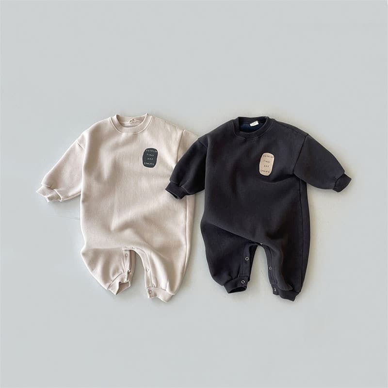 Versão coreana outono inverno bebê menino velo-velo quente macacão em torno do pescoço casual macacão bebê simples casua