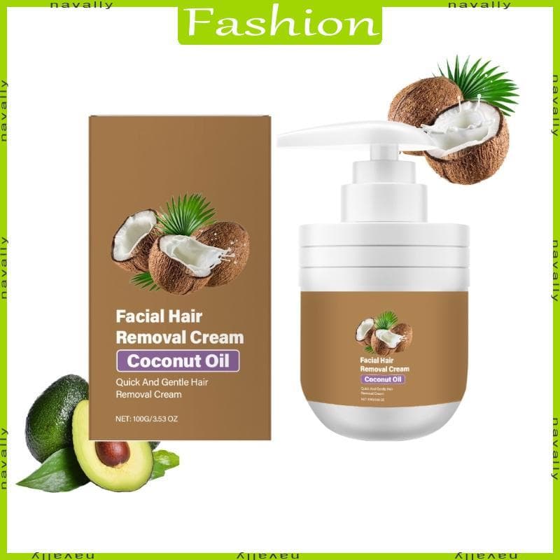 nava Natural Coco Rosto Creme Depilatório Áreas Sensíveis Lábio Queixo Depilação Irritante 3 52Oz