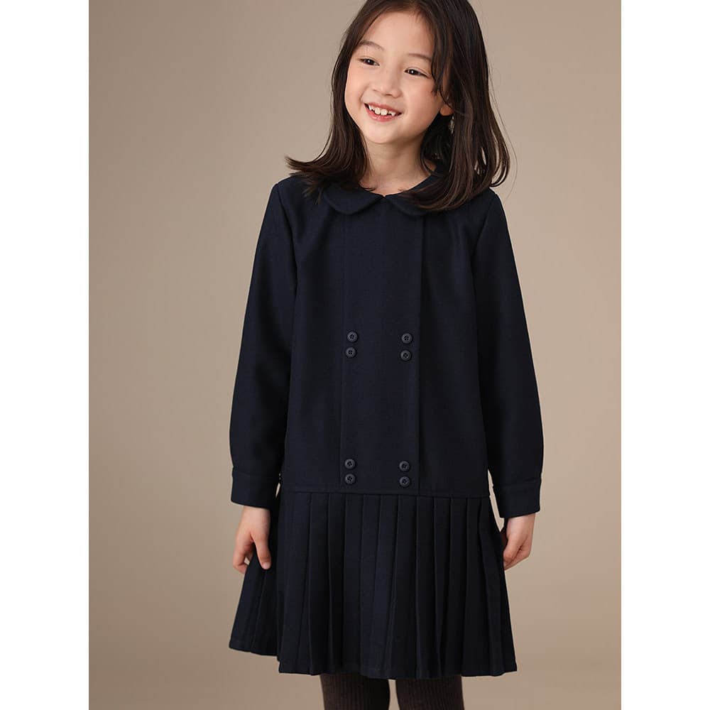 Haya roupas infantis outono inverno saia plissada infantil meninas saia gola boneca lã-velo reta meninas longas