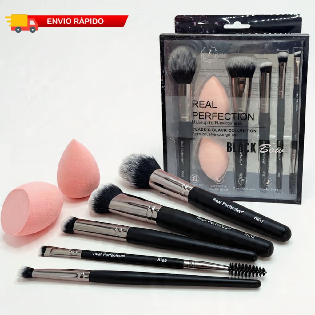 Kit Pincéis De Maquiagem 7 Peças Multifuncional Blush Pó Base Contorno Sobrancelha Esponja