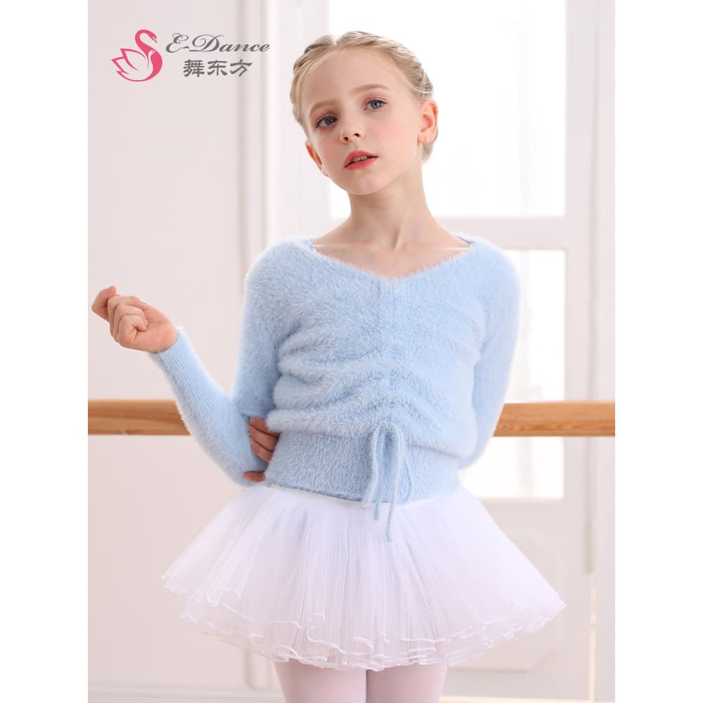 Crianças dança meninas camisola outono inverno jaqueta vison velo camisola xale menina Ballet prática terno forro de lã