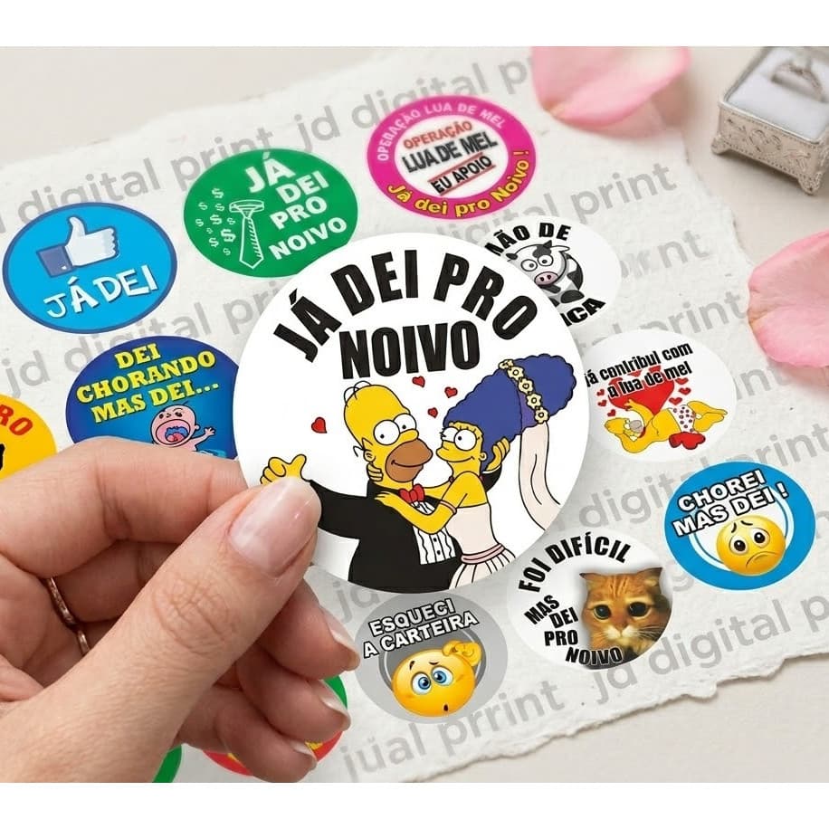Kit 120 Adesivos Divertidos Casamento Brincadeira Gravata Noivo
