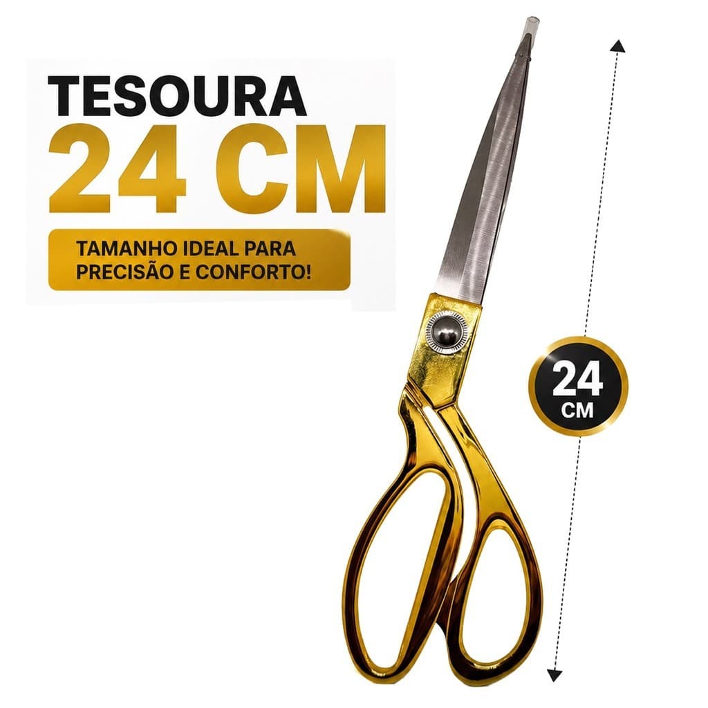 Tesoura Uso Profissional Dourada Para Costureira Tapeceiro Forjada Alfaiate Crina