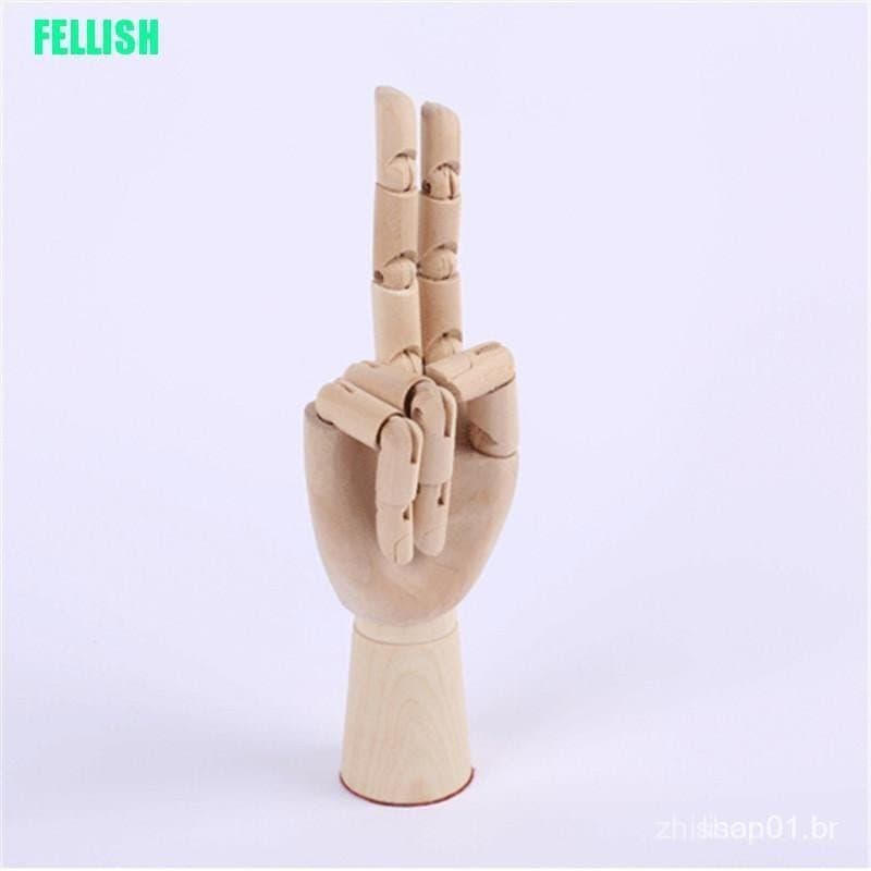 (Fel) Modelo De Mão De Madeira Com Desenho Articulado Móvel / Dedos / Manequim