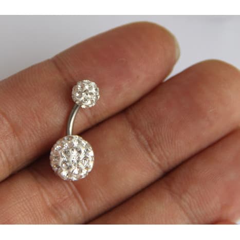 piercing umbigo bijuterias femininas ☟Europeu americano Shambhala diamante bola curva haste senhoras diamante umbigo ane