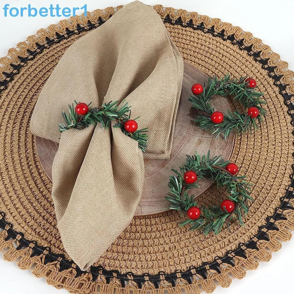 Porta-Guardanapos FORBETTER 6 Peças , Com Anel De Guardanapo De Agulha De Pinho De Natal Estilo Pastoral De Frutas Verme