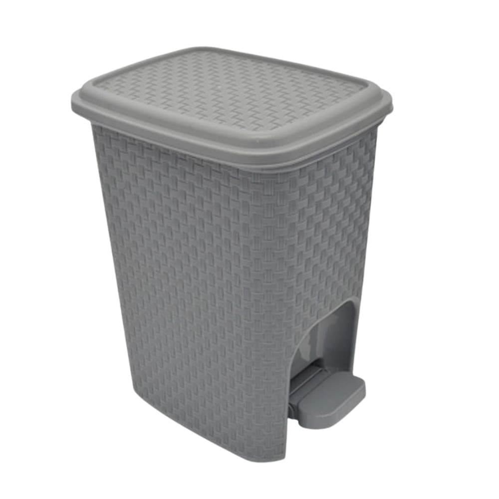 Lixeira Rattan com Pedal 7 Litros Cinza Cozinha Banheiro Quarto Escritório