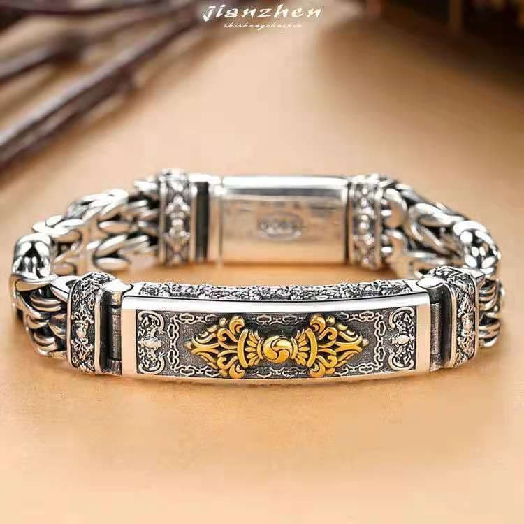 Nova Pulseira Masculina Maré De Prata Personalidade Criativa Mão Jóias Vajra Padrão De Segurança Corrente