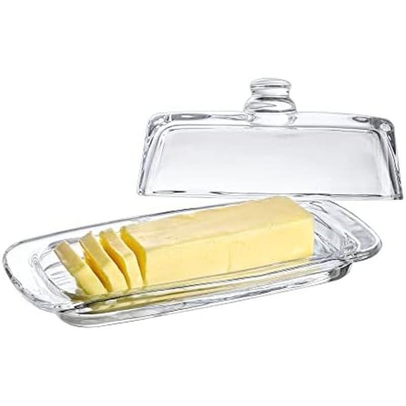 Prato De Manteiga De Vidro Artístico De 8'Com Tampa , Recipiente Clássico Coberto De 2 Peças Para Bancada , Tigela De Ba