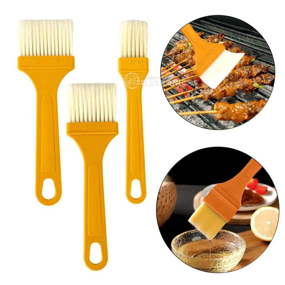 Kit com 3 Peças Trincha e Pincel Multifuncionais P/ Pintura e Cozinha Versatilidade e Precisão em Cada Aplicação BOM3606