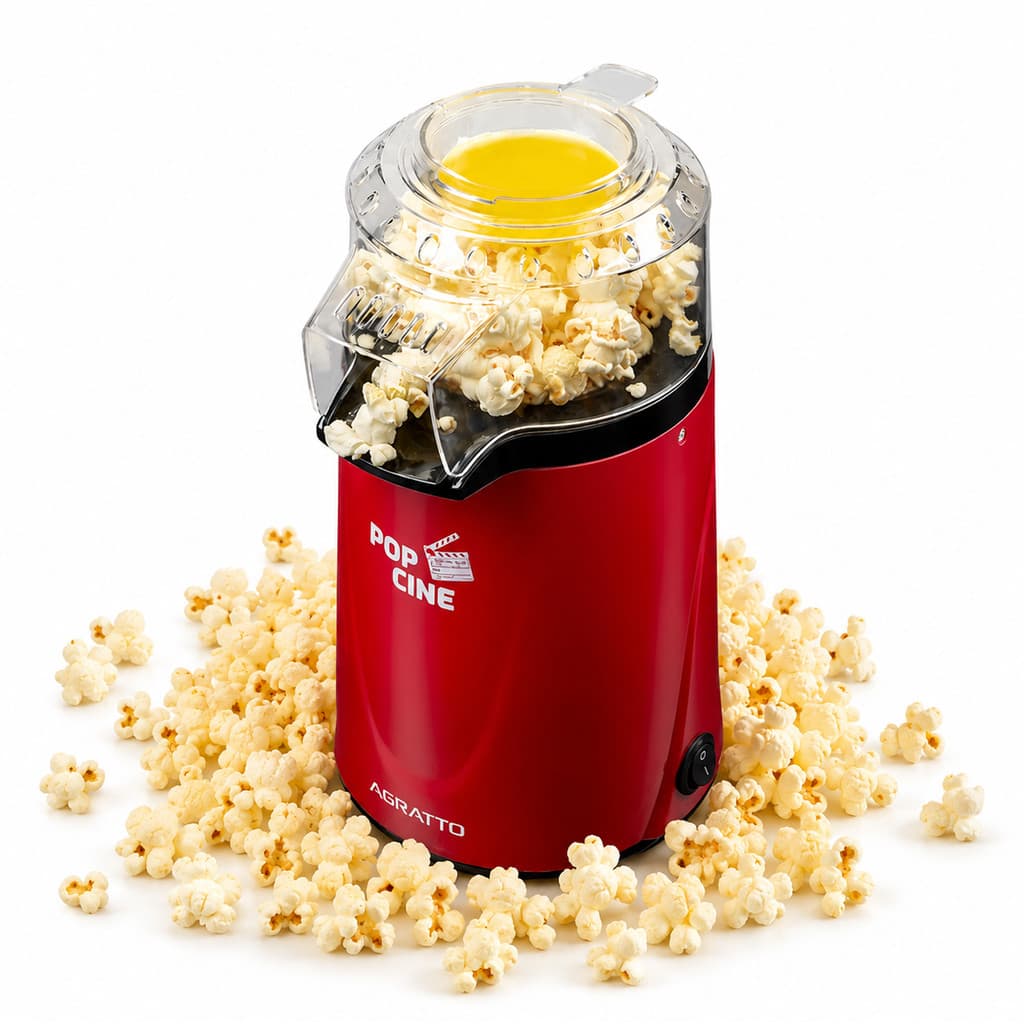 Pipoqueira Elétrica Agratto Pop Cine Vermelha 1200W Com Dosador Sem Óleo 127V 220V
