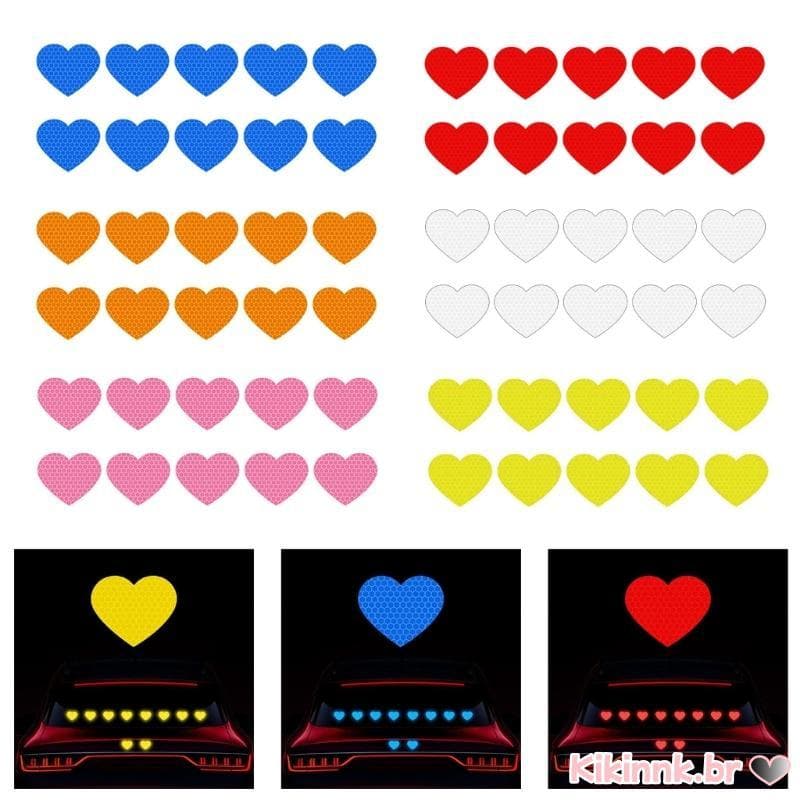 10 Pçs Coração Reflexivo Adesivos Carro Decalques Decorativos À Prova Dwaterproof Removíveis Para Veículo E