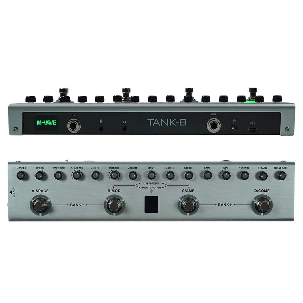 Pedal de baixo multiefeito M-VAVE Tank-B Recarregável 36 predefinições 9 slots de pré-amplificador 8 slots de cabine de