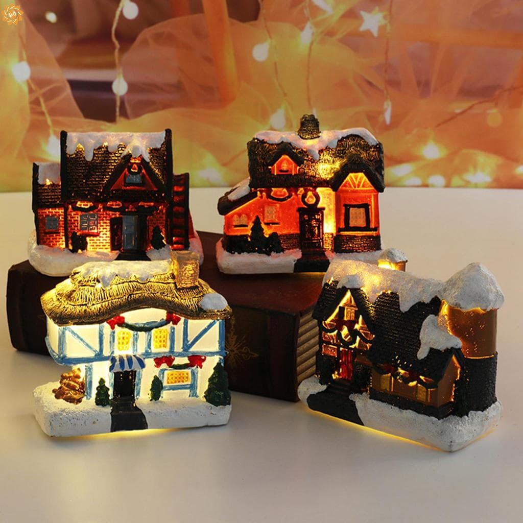 Mini Casa De Resina Que Brilha No Escuro-Decoração De Micro Paisagem Alimentada Por Bateria