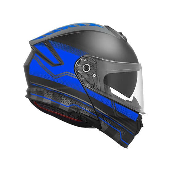 Capacete Escamoteável Moto Articulado Robocop Óculos Solar Interno XTROY Premium Fosco Preto Azul