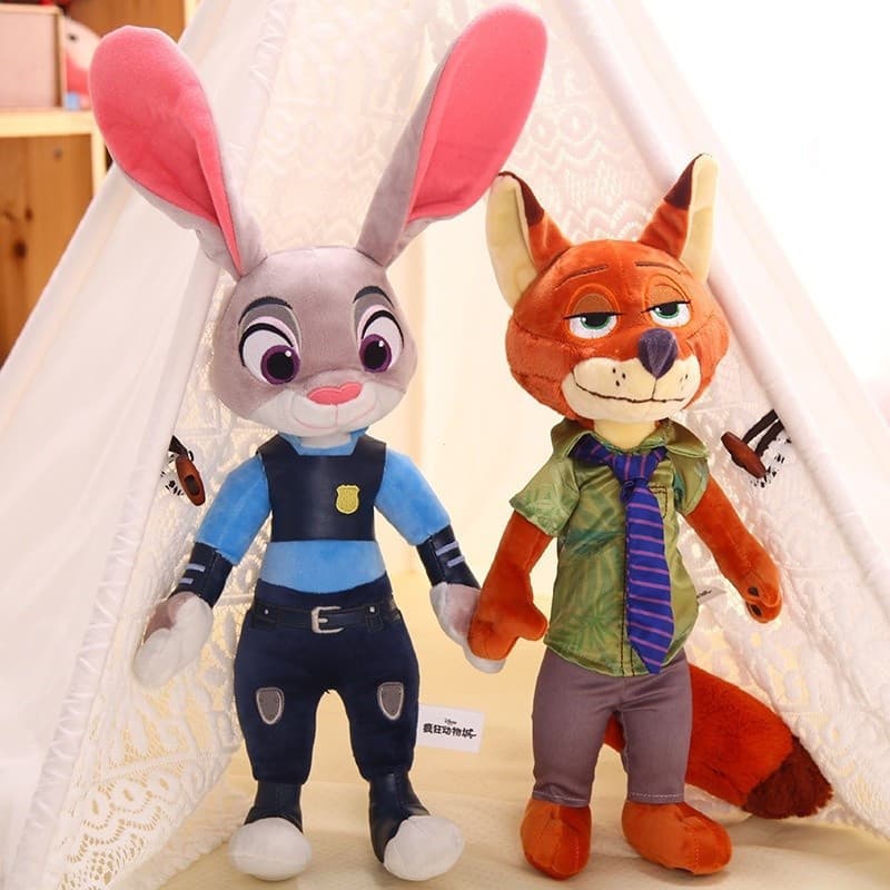 40cm anime desenho animado Zootopia brinquedo de pelúcia Judy Hopps coelho Nick Wilde Fox boneca segurando travesseiro m